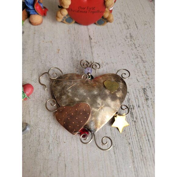 Vintage bear rustic style variety heart ornament Xmas set - Picture 5 of 7